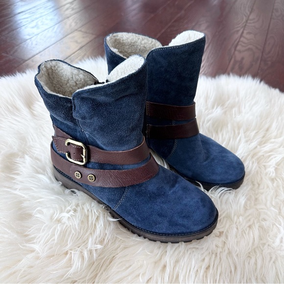 Women’s Size 7W Naturalizer N5 Comfort Talley Blue Leather Upper Sherling Bootie - Picture 4 of 13